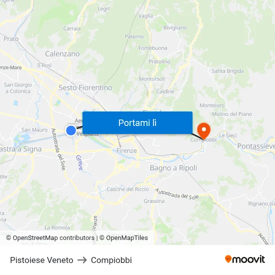 Pistoiese Veneto to Compiobbi map