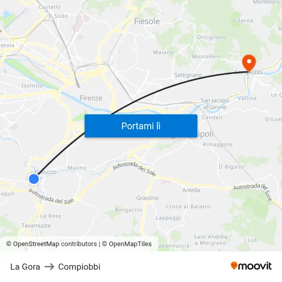 La Gora to Compiobbi map