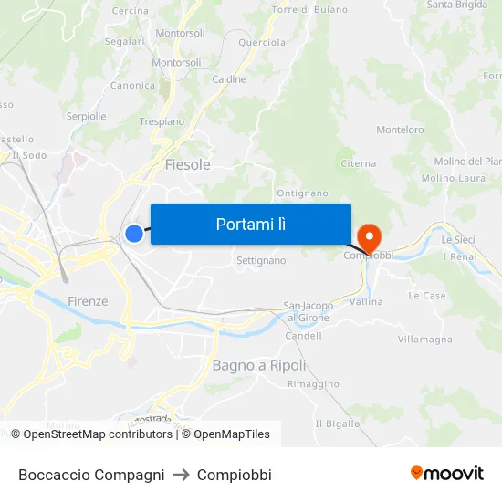 Boccaccio Compagni to Compiobbi map