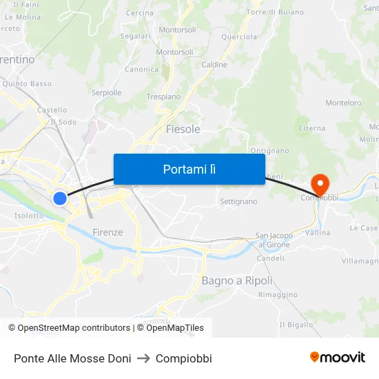 Ponte Alle Mosse Doni to Compiobbi map