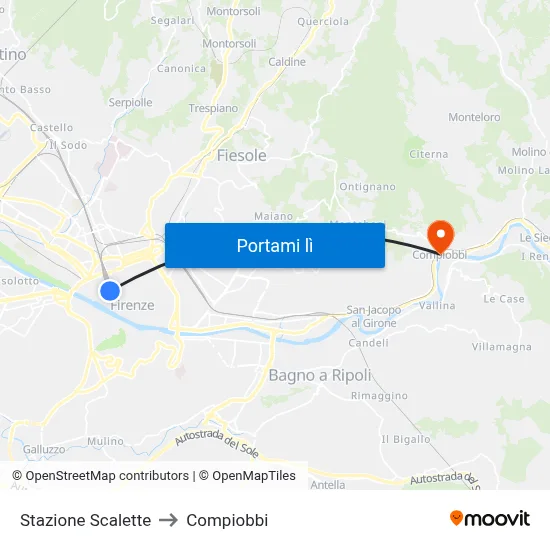 Stazione Scalette to Compiobbi map