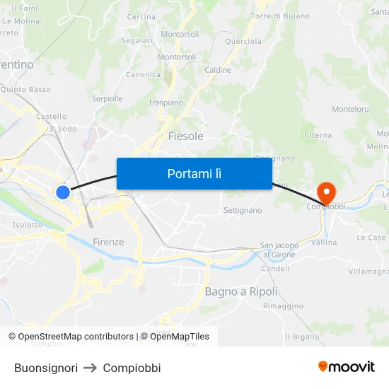 Buonsignori to Compiobbi map