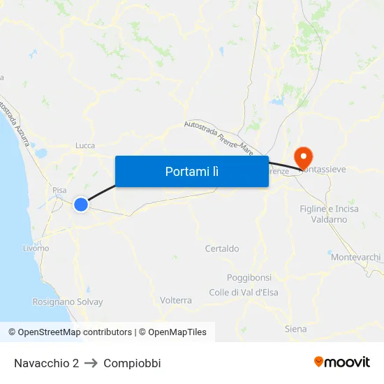 Navacchio 2 to Compiobbi map