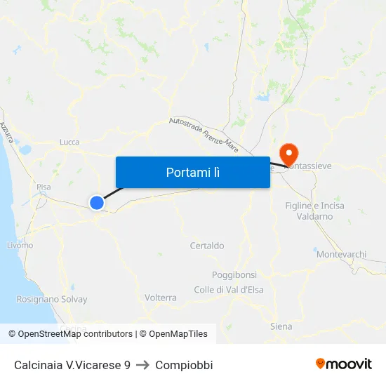 Calcinaia V.Vicarese 9 to Compiobbi map