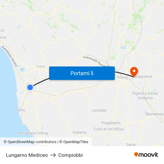 Lungarno Mediceo to Compiobbi map