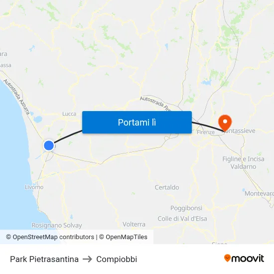 Park Pietrasantina to Compiobbi map