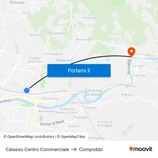 Calasso Centro Commerciale to Compiobbi map
