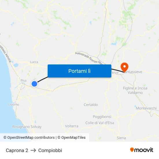 Caprona 2 to Compiobbi map