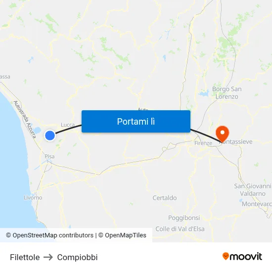 Filettole to Compiobbi map