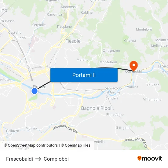 Frescobaldi to Compiobbi map