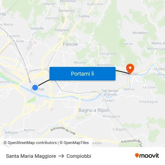 Santa Maria Maggiore to Compiobbi map