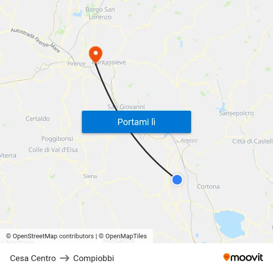 Cesa Centro to Compiobbi map