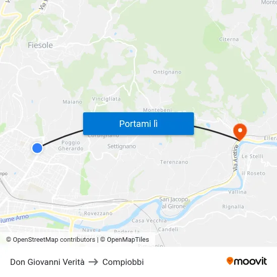 Don Giovanni Verità to Compiobbi map