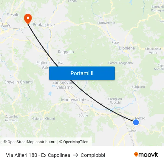 Via Alfieri 180 - Ex Capolinea to Compiobbi map