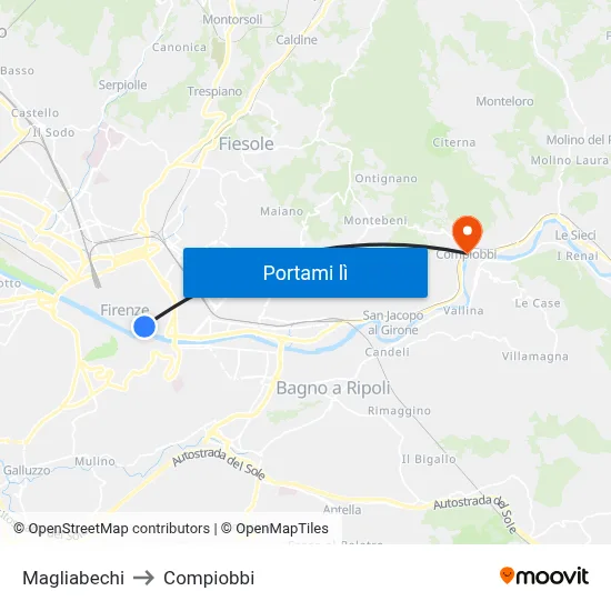 Magliabechi to Compiobbi map