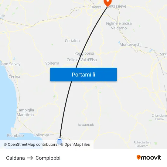 Caldana to Compiobbi map
