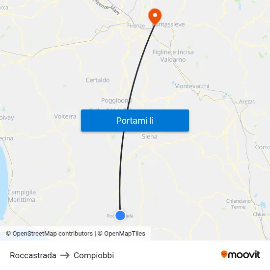 Roccastrada to Compiobbi map