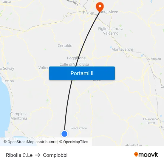 Ribolla C.Le to Compiobbi map