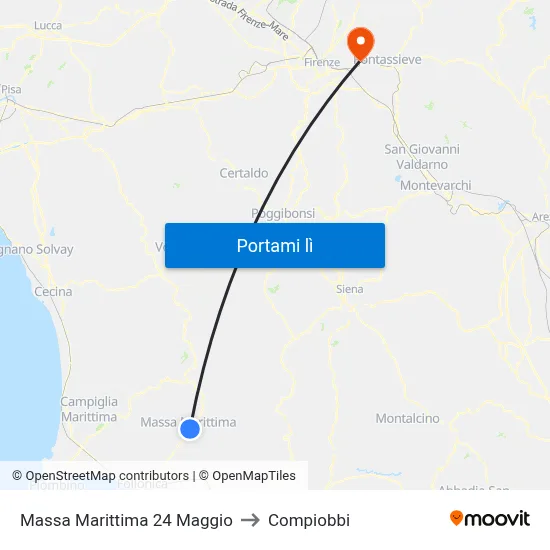 Massa Marittima 24 Maggio to Compiobbi map