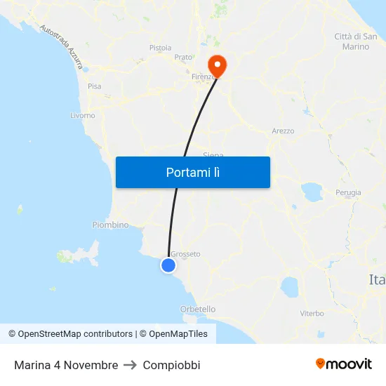 Marina 4 Novembre to Compiobbi map