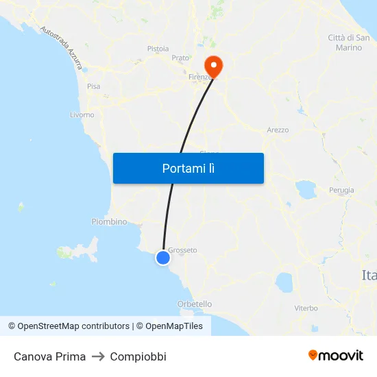 Canova Prima to Compiobbi map