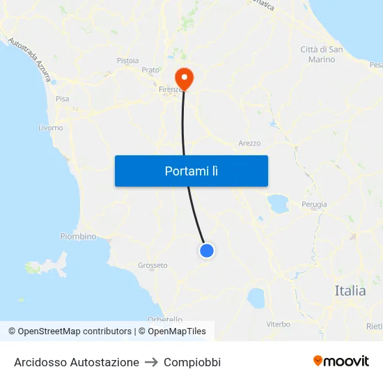 Arcidosso Autostazione to Compiobbi map