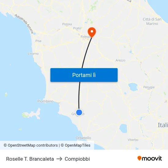 Roselle T. Brancaleta to Compiobbi map