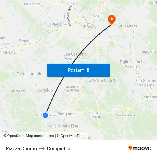 Piazza Duomo to Compiobbi map