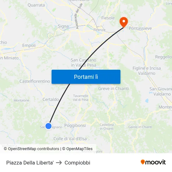 Piazza Della  Liberta' to Compiobbi map