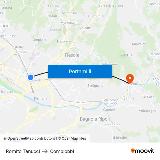 Romito Tanucci to Compiobbi map