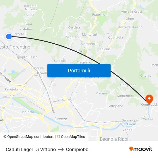 Caduti Lager Di Vittorio to Compiobbi map