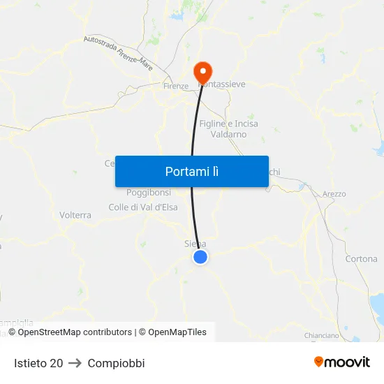 Istieto 20 to Compiobbi map