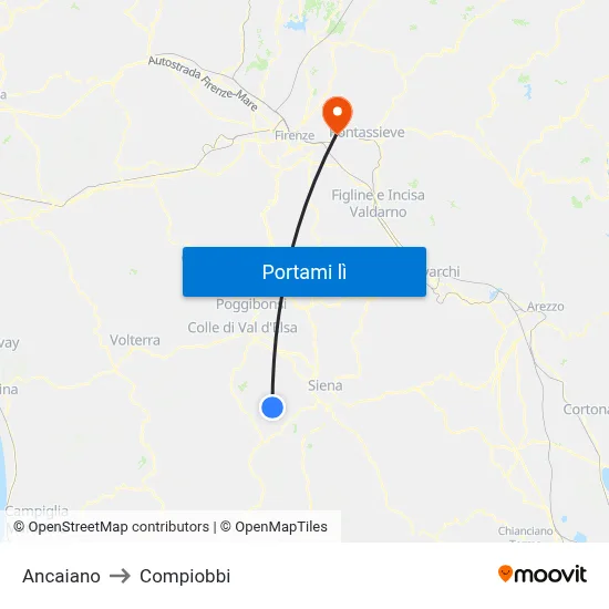 Ancaiano to Compiobbi map