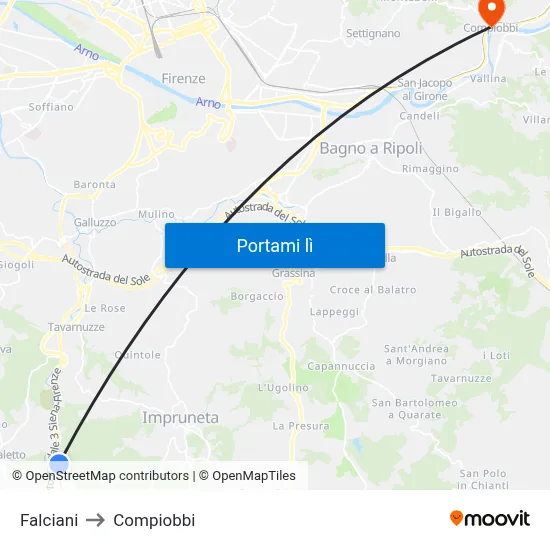 Falciani to Compiobbi map