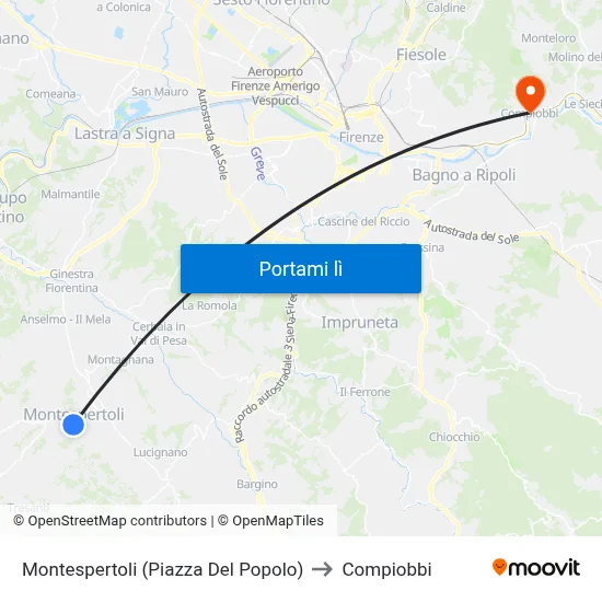 Montespertoli (Piazza Del Popolo) to Compiobbi map