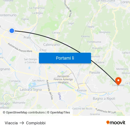 Viaccia to Compiobbi map