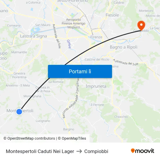 Montespertoli Caduti Nei Lager to Compiobbi map