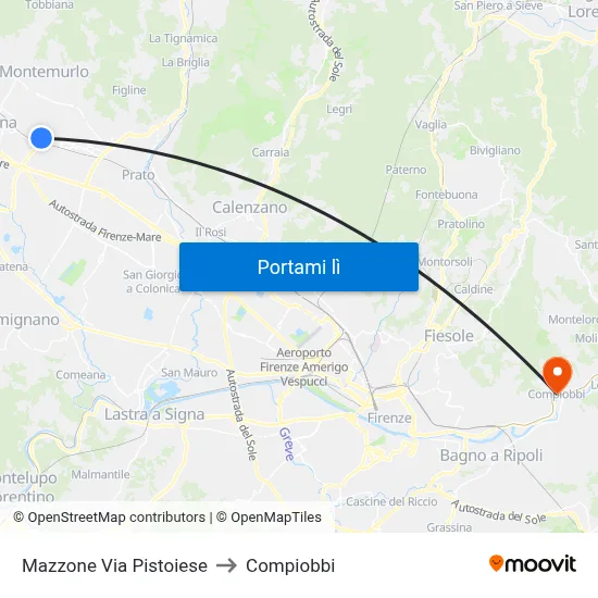 Mazzone Via Pistoiese to Compiobbi map