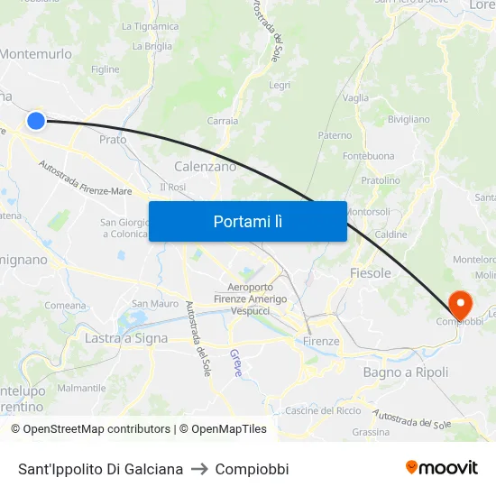 Sant'Ippolito Di Galciana to Compiobbi map