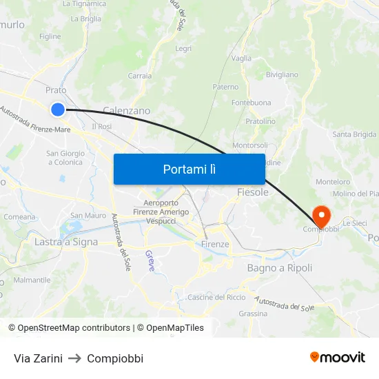 Via Zarini to Compiobbi map