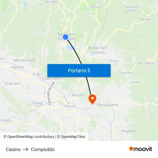 Casino to Compiobbi map