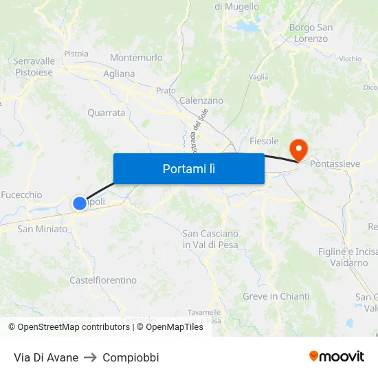 Via Di Avane to Compiobbi map
