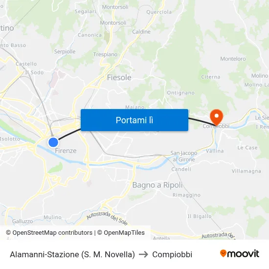 Alamanni-Stazione (S. M. Novella) to Compiobbi map