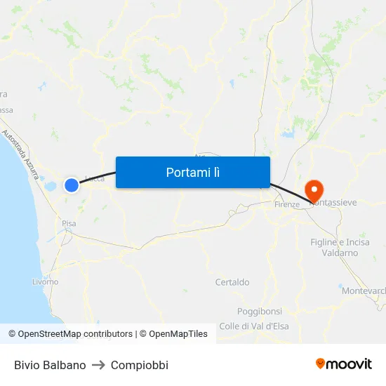 Bivio Balbano to Compiobbi map