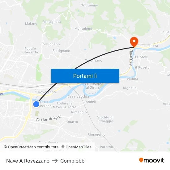 Nave A Rovezzano to Compiobbi map