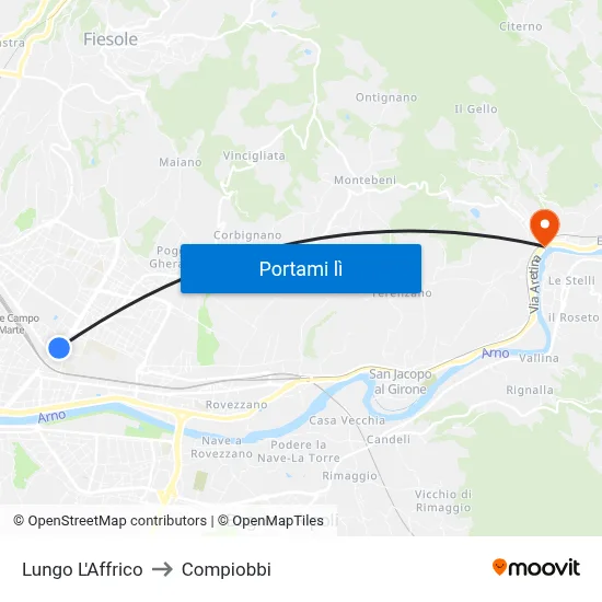 Lungo L'Affrico to Compiobbi map