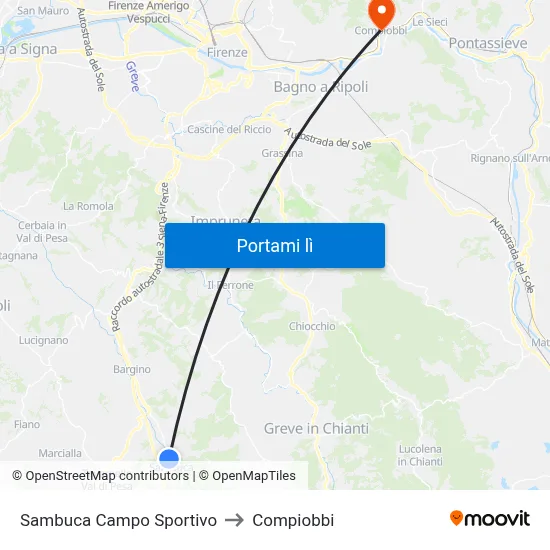 Sambuca Campo Sportivo to Compiobbi map