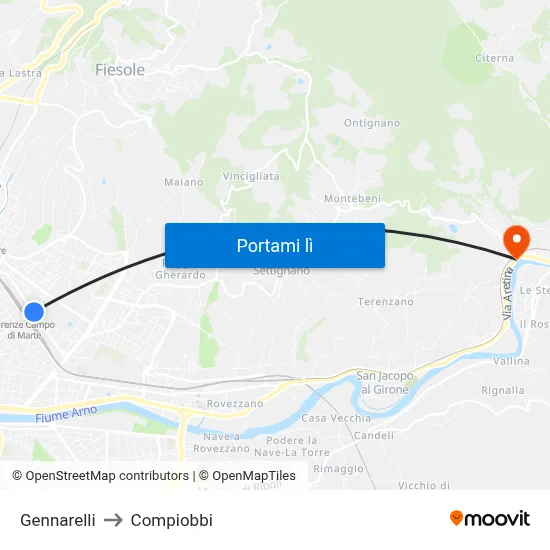 Gennarelli to Compiobbi map