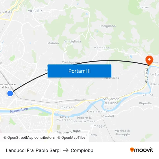 Landucci Fra' Paolo Sarpi to Compiobbi map