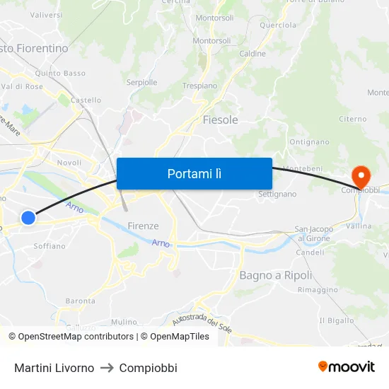 Martini Livorno to Compiobbi map